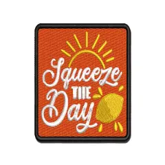 Seize Squeeze the Day Lemonade Pun Multi-Color Embroidered Iron-On or Hook & Loop Patch Applique