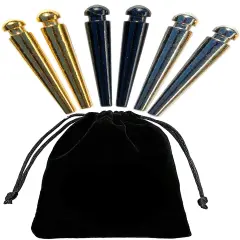 WE Games Tapered Easy Grip Cribbage Pegs w/ Velvet Pouch - Set of 6 (Brass, Chrome & Black)