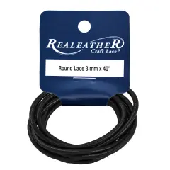 Realeather(R) Crafts Round Leather Lace 3mmX40"-Black