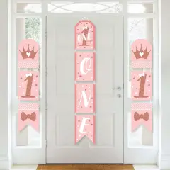 Big Dot of Happiness 1st Birthday Little Miss Onederful - Hanging Vertical Paper Door Banners - Girl First Birthday Wall Decor Kit- Indoor Door Decor