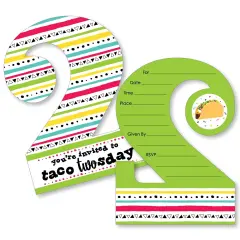 Big Dot of Happiness Taco Twosday - Shaped Fill-in Invitations - Fiesta Second Birthday Party Invitation Cards with Envelopes - Set of 12