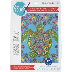 Pencil Works Color By Number Kit 9"X12"-Colorful Turtle