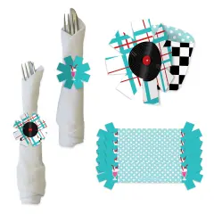 Big Dot of Happiness 50&rsquo;s Sock Hop - 1950s Rock N Roll Party Paper Napkin Holder - Napkin Rings - Set of 24