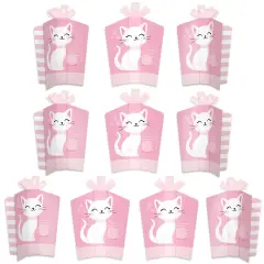 Big Dot of Happiness Purr-fect Kitty Cat - Table Decorations - Kitten Meow Baby Shower or Birthday Party Fold and Flare Centerpieces - 10 Count