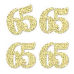 Big Dot of Happiness Gold Glitter 65 - No-Mess Real Gold Glitter Cut-Out Numbers - 65th Birthday Party Confetti - Set of 24