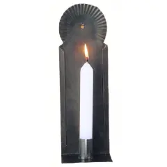Brubaker Metalcrafts Handmade Candle Sconce, Wall Mounted Candle Holder with Crimped Top, Black Tin Metal