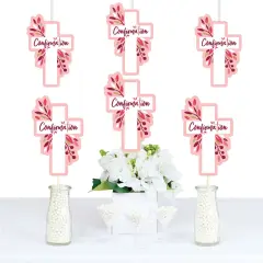 Big Dot of Happiness Confirmation Pink Elegant Cross - Decorations DIY Girl Religious Party Essentials - Set of 20
