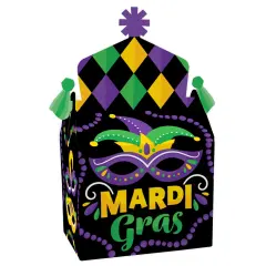 Big Dot of Happiness Colorful Mardi Gras Mask - Treat Box Party Favors - Masquerade Party Goodie Gable Boxes - Set of 12