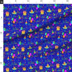 Various Fabrics by the Yard or Fat Quarter Kids, Birthday Party, Happy Birthday, Rainbow, Cake, Balloons, Children, Streamers, Multi Colored Custom Printed Fabric by Spoonflower