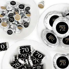 Big Dot of Happiness Adult 70th Birthday - Gold - Birthday Party Candy Favor Sticker Kit - 304 Pieces
