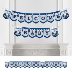 Big Dot of Happiness Calling All Units - Police - Cop Baby Shower Bunting Banner - Party Decorations - Welcome Baby