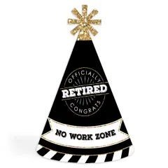 Big Dot of Happiness Happy Retirement - Cone Party Hats for Adults - Set of 8 (Standard Size)