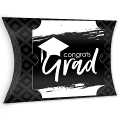 Big Dot of Happiness Black and White Grad - Best is Yet to Come - Favor Gift Boxes - Black and White Graduation Party Large Pillow Boxes - Set of 12