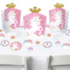 Big Dot of Happiness Rainbow Unicorn - Magical Unicorn Baby Shower or Birthday Party Decor and Confetti - Terrific Table Centerpiece Kit - Set of 30