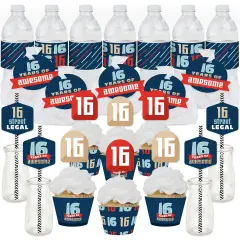 Big Dot of Happiness Boy 16th Birthday - Sweet Sixteen Birthday Party Favors and Cupcake Kit - Fabulous Favor Party Pack - 100 Pieces