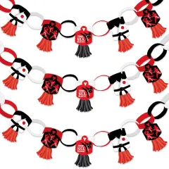 Big Dot of Happiness Karate Master - 90 Chain Links and 30 Paper Tassels Decoration Kit - Martial Arts Birthday Party Paper Chains Garland - 21 feet