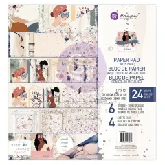 Prima Marketing Double-Sided Paper Pad 12"X12" 24/Pkg-Indigo, 6 Foiled Designs/4 Each