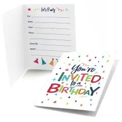 Big Dot of Happiness Cheerful Happy Birthday - Fill In Colorful Birthday Party Invitations (8 count)