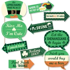 Big Dot of Happiness Funny St. Patrick's Day - Saint Paddy's Day Photo Booth Props Kit - 10 Piece
