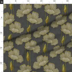 Various Fabrics by the Yard or Fat Quarter Art Decor Poppy Vintage 1920S Poppies Yellow Grey Antique Floral Botanical Custom Printed Fabric by Spoonflower