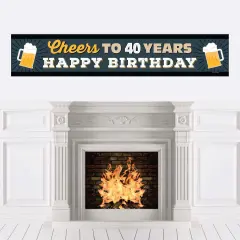 Big Dot of Happiness Cheers and Beers to 40 Years - Happy 40th Birthday Decorations Party Banner