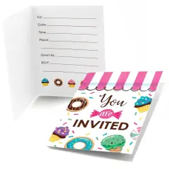 Big Dot of Happiness Sweet Shoppe - Fill In Candy and Bakery Birthday Party or Baby Shower Invitations (8 count)