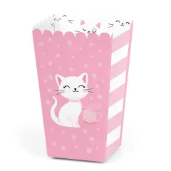 Big Dot of Happiness Purr-fect Kitty Cat - Kitten Meow Baby Shower or Birthday Party Favor Popcorn Treat Boxes - Set of 12