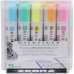 Zebra Mildliner Double Ended Marker Bold & Fine Point 5/Pkg-Fluorescent