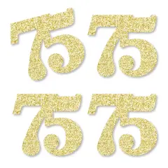 Big Dot of Happiness Gold Glitter 75 - No-Mess Real Gold Glitter Cut-Out Numbers - 75th Birthday Party Confetti - Set of 24
