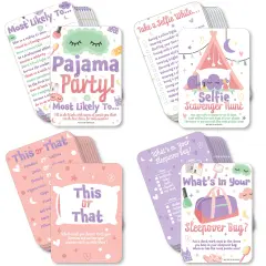 Big Dot of Happiness Pajama Slumber Party - 4 Girls Sleepover Birthday Party Games - 10 Cards Each - Gamerific Bundle