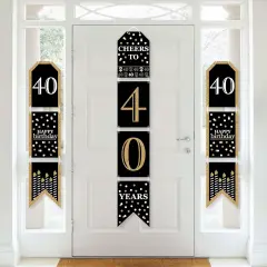 Big Dot of Happiness Adult 40th Birthday - Gold - Hanging Vertical Paper Door Banners - Birthday Party Wall Decoration Kit - Indoor Door Decor