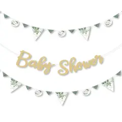 Big Dot of Happiness Boho Botanical Baby - Greenery Letter Decoration - 36 Banner Cutouts and No-Mess Real Gold Glitter Welcome Baby Banner Letters