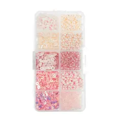 John Bead 10 Types Mix Sequins & Beads Kit Pink