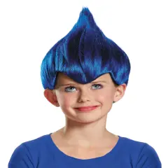 Child's Pointy Wacky Troll Inside Out Dark Blue Wig Costume Accessory
