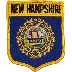 New Hampshire State Flag Shield Patch 2 7/8" x 3 1/2"