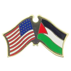 American & Palestine Flags Pin 1"
