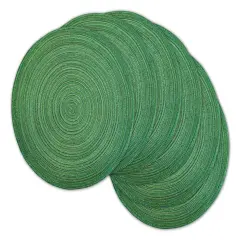 DII Variegated Green Lurex Round Polypropylene Woven Placemat (Set of 6)