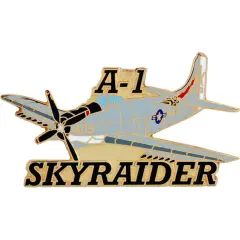 A-1 Skyraider Airplane Pin Pewter 2 1/4"