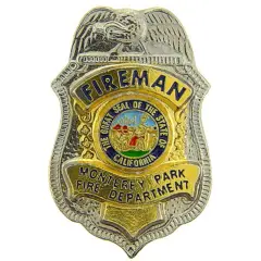 Monterrey Park Fireman Badge Pin 1"