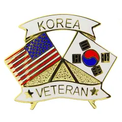 Korean Veteran with Flags Pin 1"