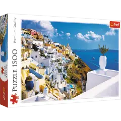 1500 Piece Jigsaw Puzzles, Santorini, Puzzle of Greece, Island Paradise Puzzle, Adult Puzzles, Trefl 26119
