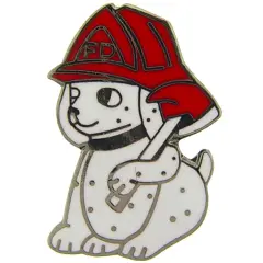 Dalmatian Pup with Fireman Hat & Axe Pin 1"