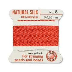 #8 Coral Griffin Silk Bead Cord (2 Meters)