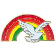Rainbow & Dove Pin 1"