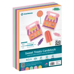Printworks Sweet Treats Cardstock, Includes Mint, Goldenrod, Pink, Coral, and Purple Cardstock, 8 &frac12;&rdquo; x 11&rdquo;, 200 Sheets (00612)
