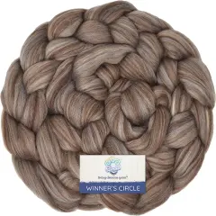 100% Superfine Merino Fiber: Winner's Circle. Soft Combed Top Roving Color Blend for Spinning, Felting, Weaving Mocha
