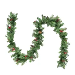 Northlight Real Touch&trade;️ Noble Fir with Berries Artificial Christmas Garland - Unlit - 9' x 10" Green