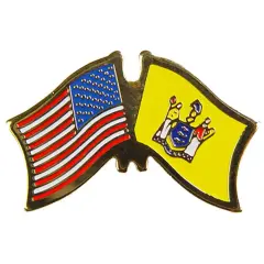 American & New Jersey Flags Pin 1"