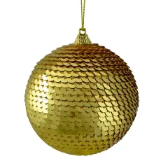 Northlight 3" Gold Sequin Shatterproof Ball Christmas Ornament