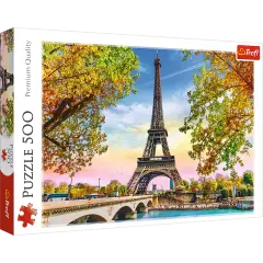 500 Piece Jigsaw Puzzles, Romantic Paris, France, Eiffel Tower in the Fall, Iconic Monuments, Adult Puzzles, Trefl 37330